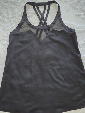 Black Strappy Mesh Y-Back Camisole Top